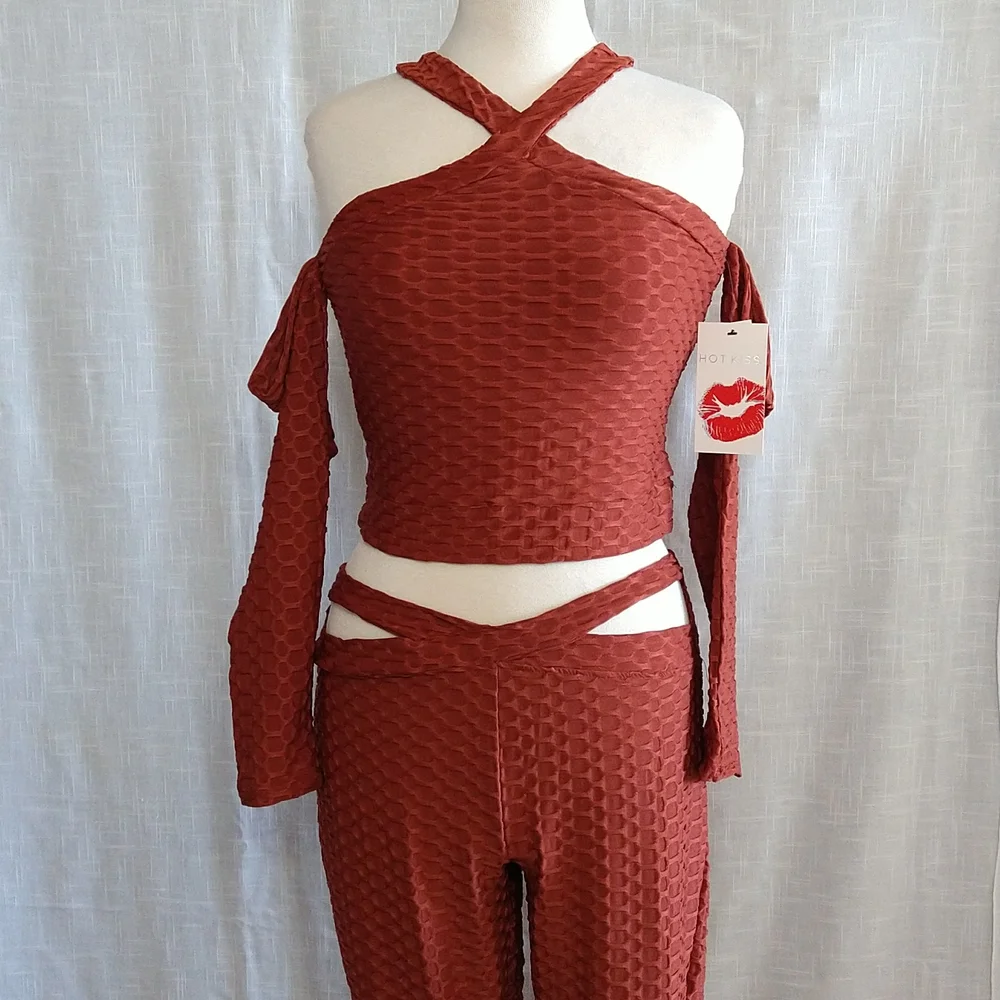 Brazilian leggings and crop jacket set  size Xlarge Honeycomb style - Picture 3 of 14